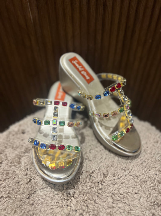 Rainbow Crystal Wedge Slides