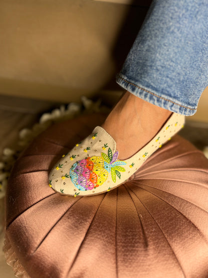 Tropical Pineapple Embroidered Flats
