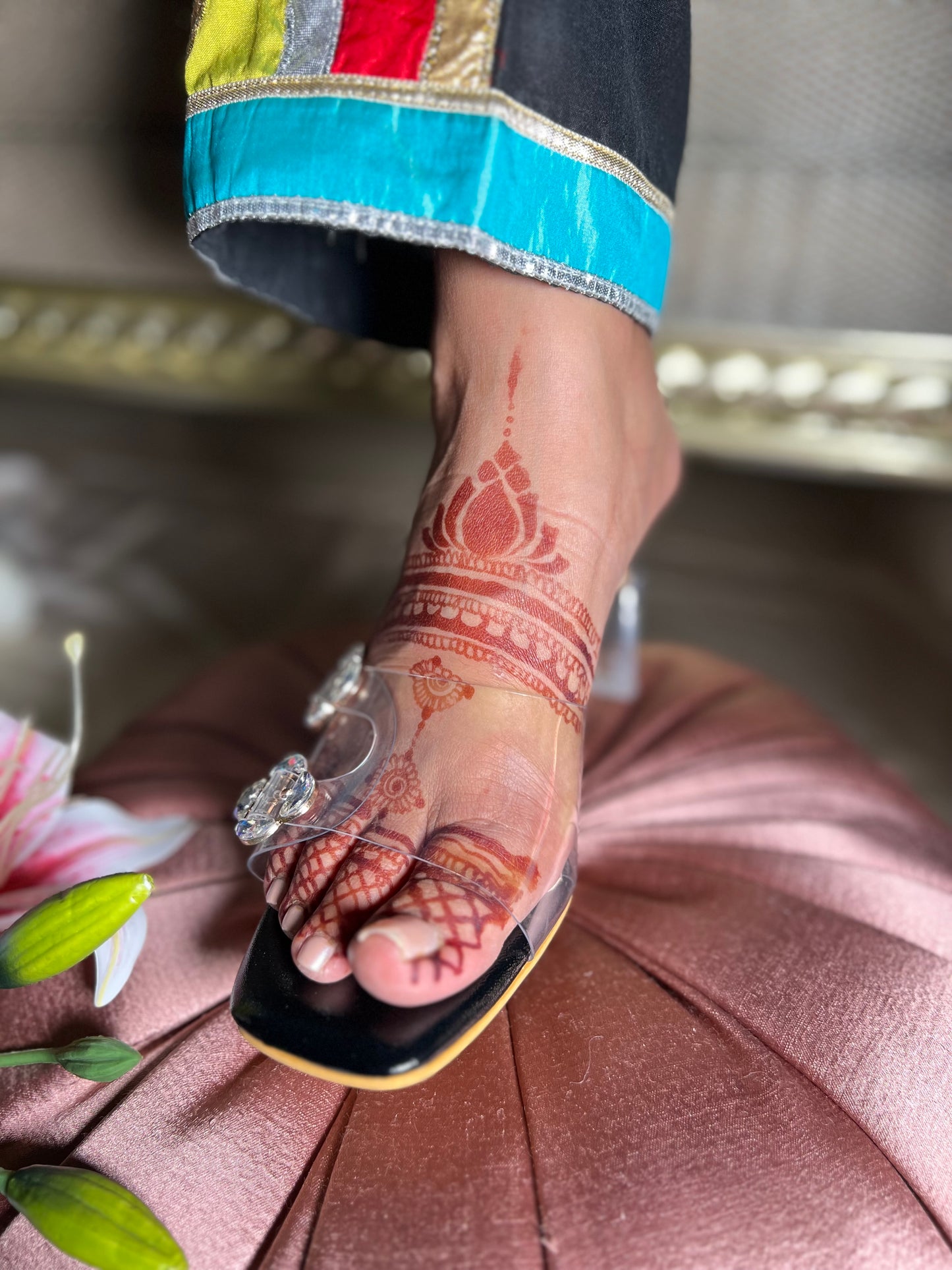 Crystal Bloom Clear Heels