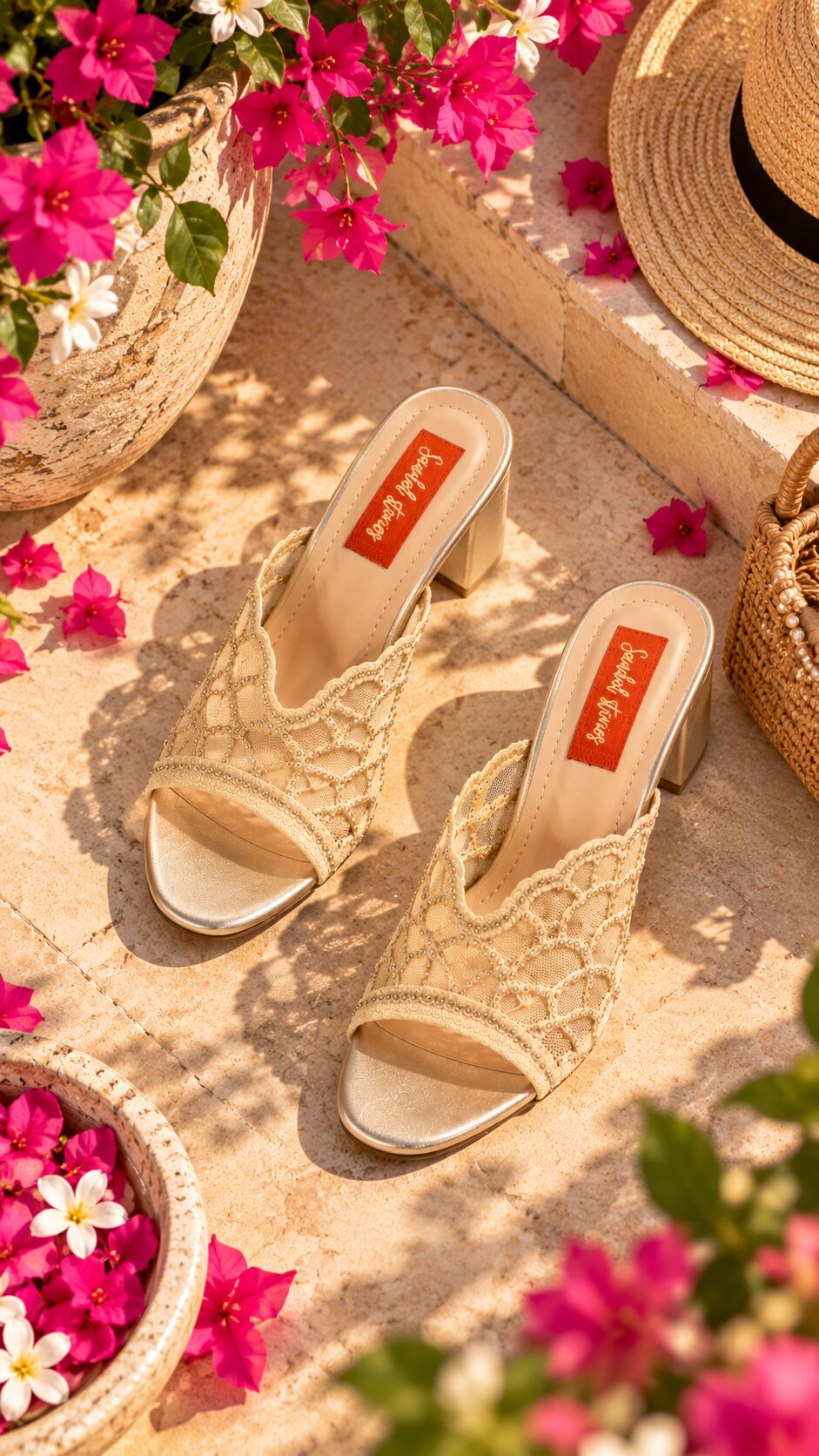 Ivory Lace Luxe Block Heels