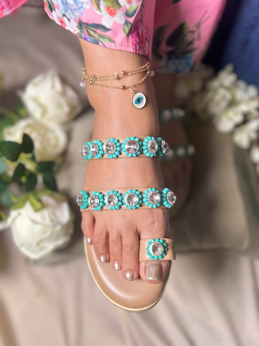 Twinkle Toes – Falak Mint Strap Flats