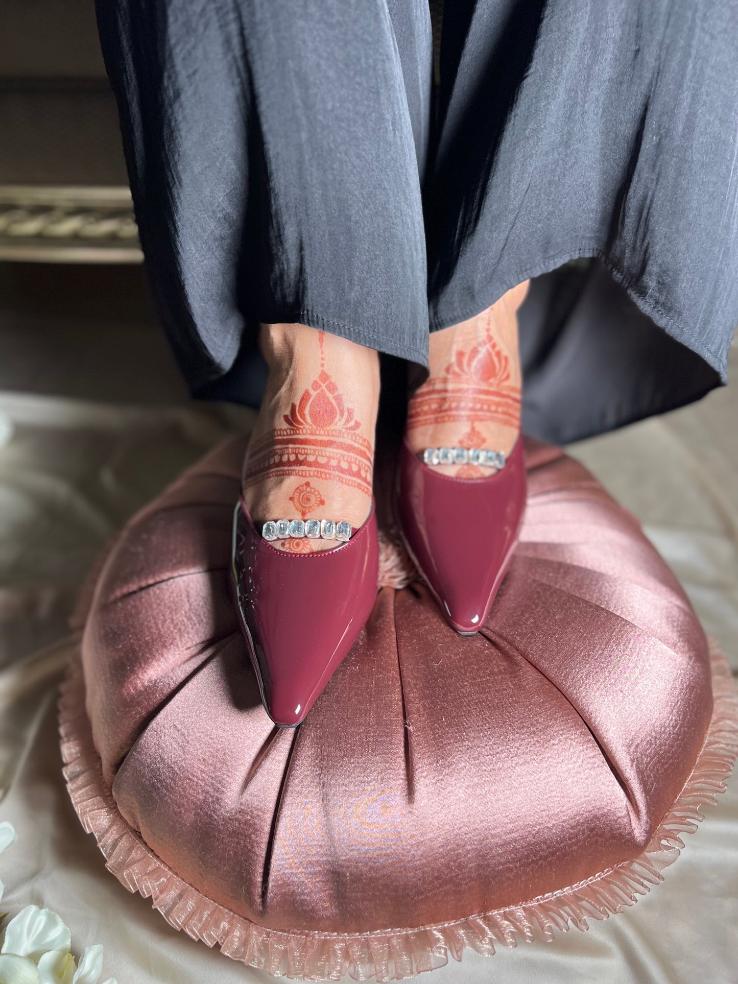 Red Wine Crystal Kitten Heels