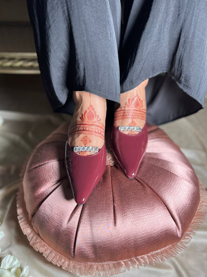 Red Wine Crystal Kitten Heels