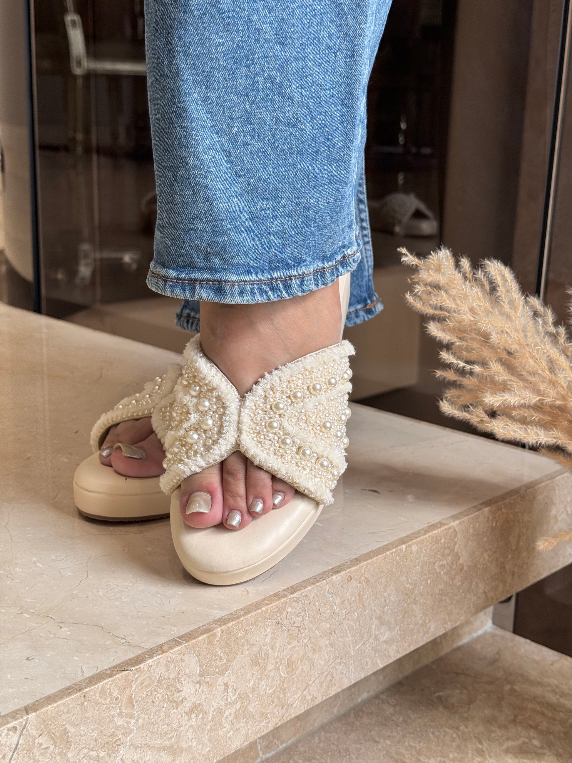 Gul Pearl Embellished Wedges Sandal Stories