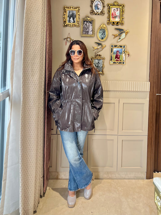 Mocha Gloss Slingback Block Heels