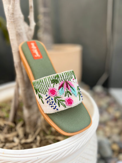 Forest Bloom Embroidered Wedges