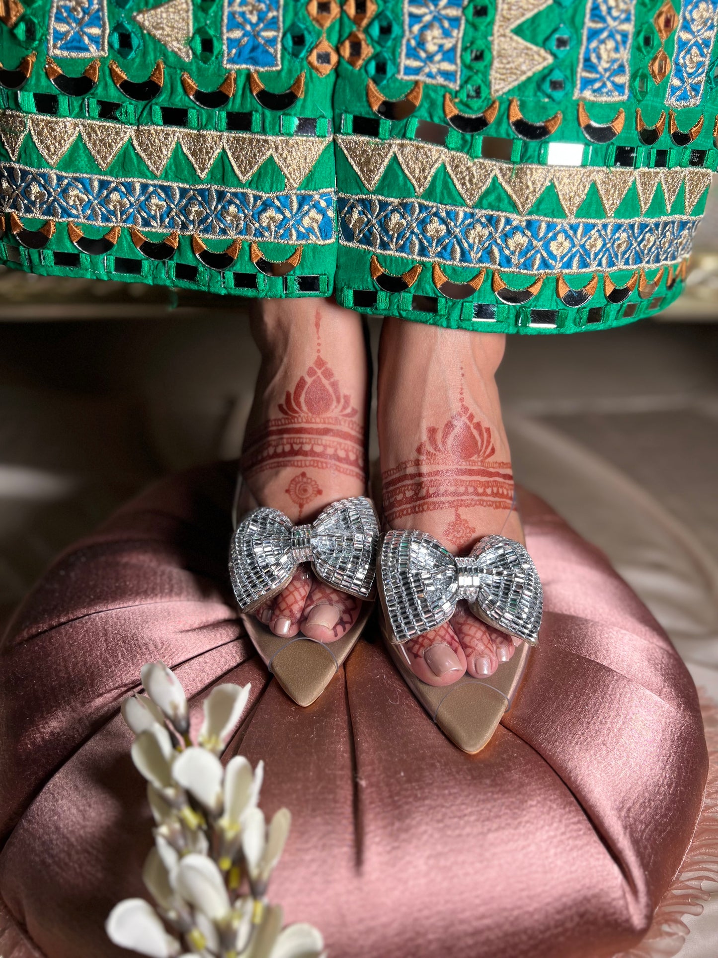 Statement Crystal Bow Luxe Clear Heels