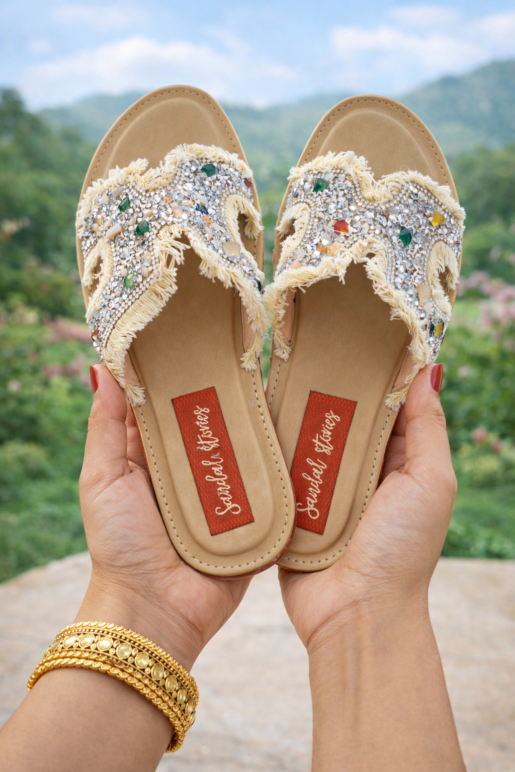 Zoya Embellished Comfort Slider Flats