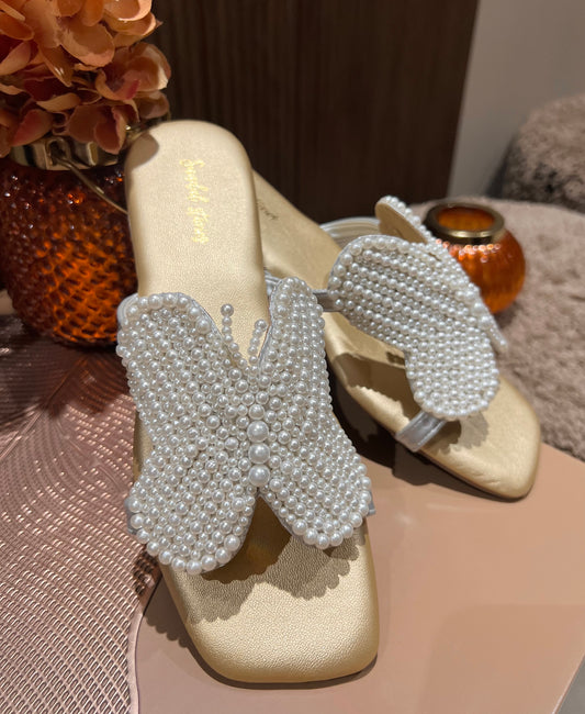 Dreamy Handcrafted Pearl Butterfly Flats
