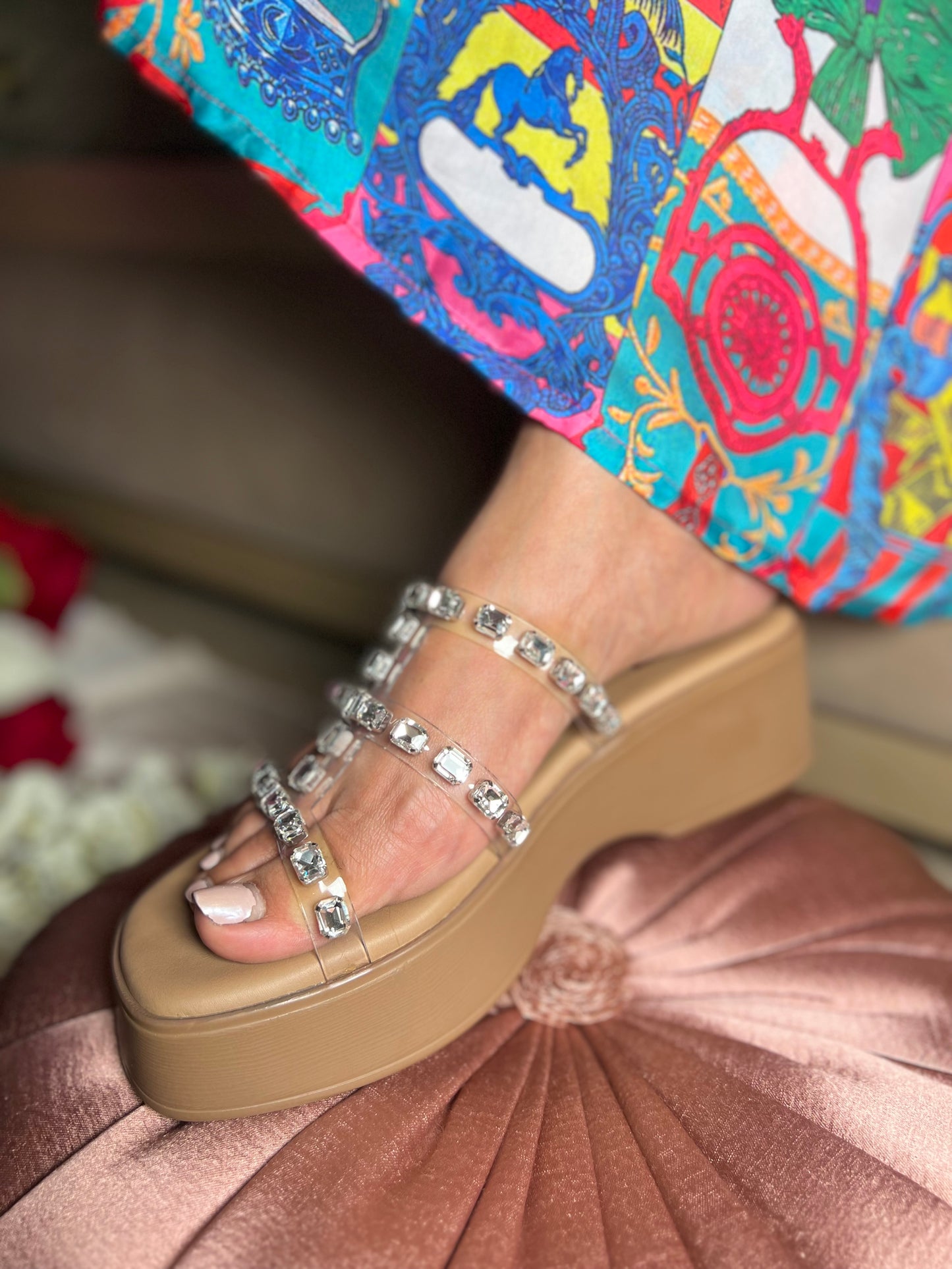 Crystal Charm Wedges – White Diamond