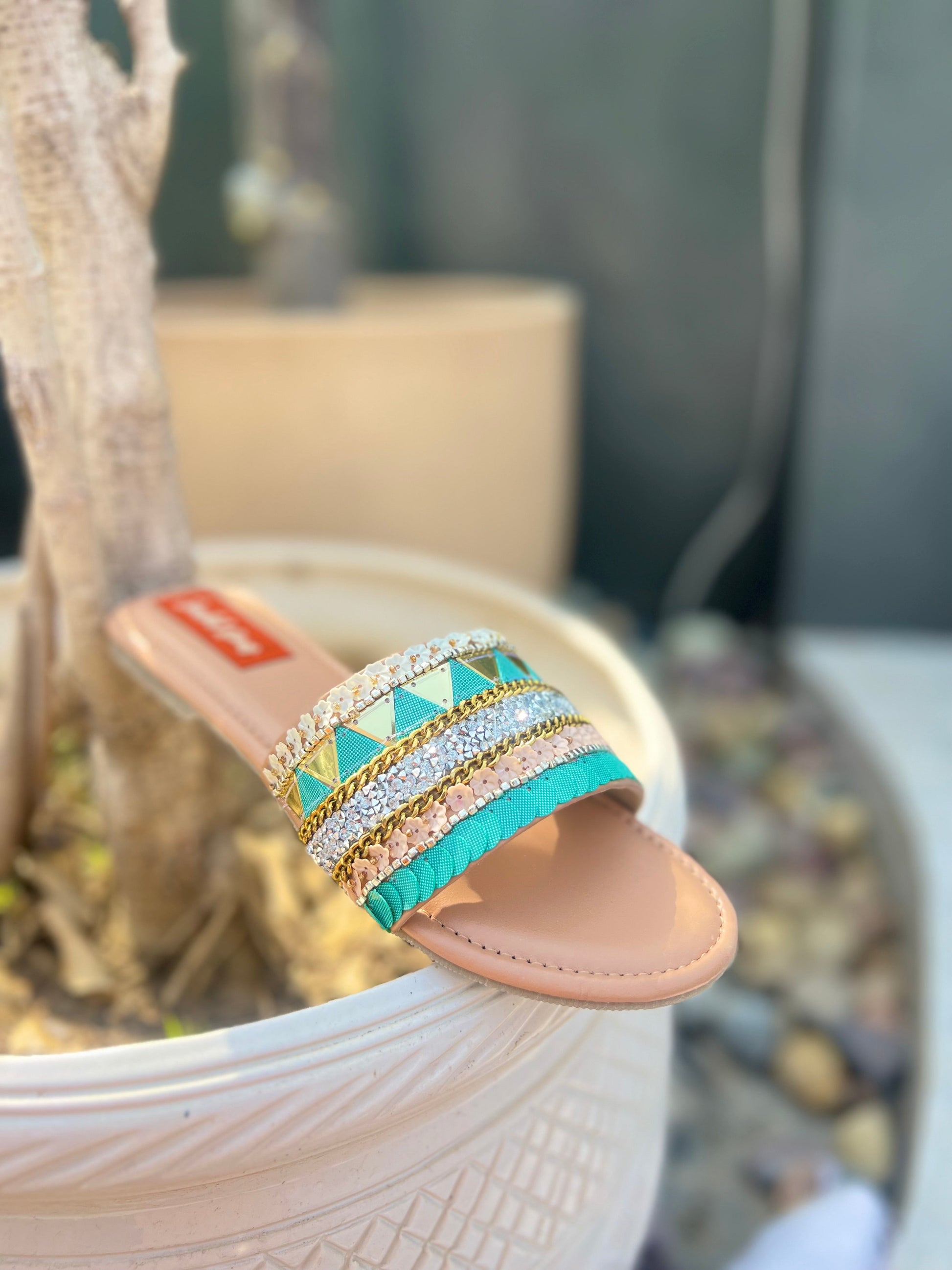 Meher Mirror Hand-Embroidered Flats Sandal Stories