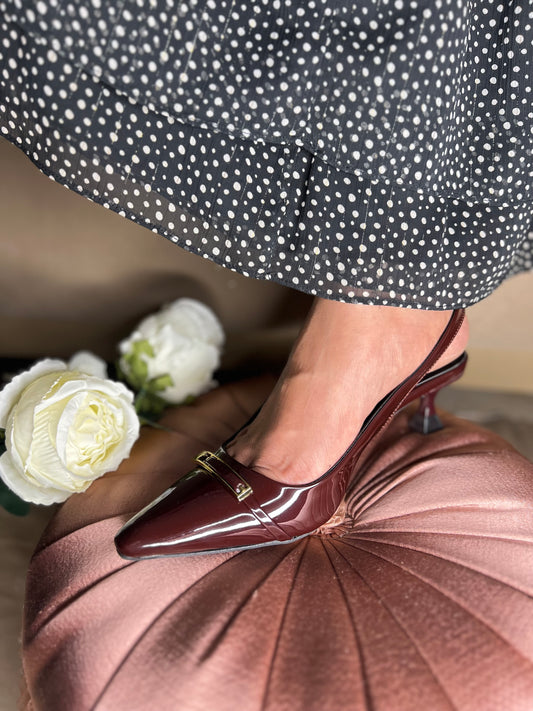 Red Wine Luxe Patent Slingbacks