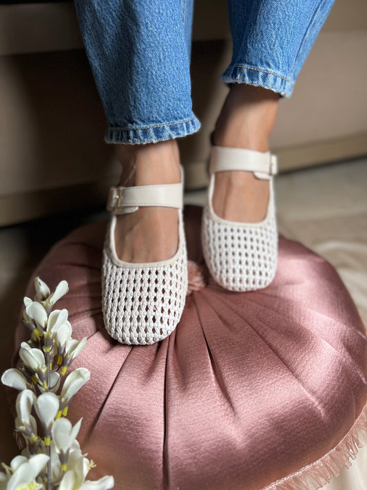 Cambridge Ivy Weave Heels – White