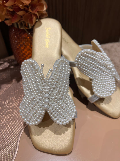 Dreamy Handcrafted Pearl Butterfly Flats