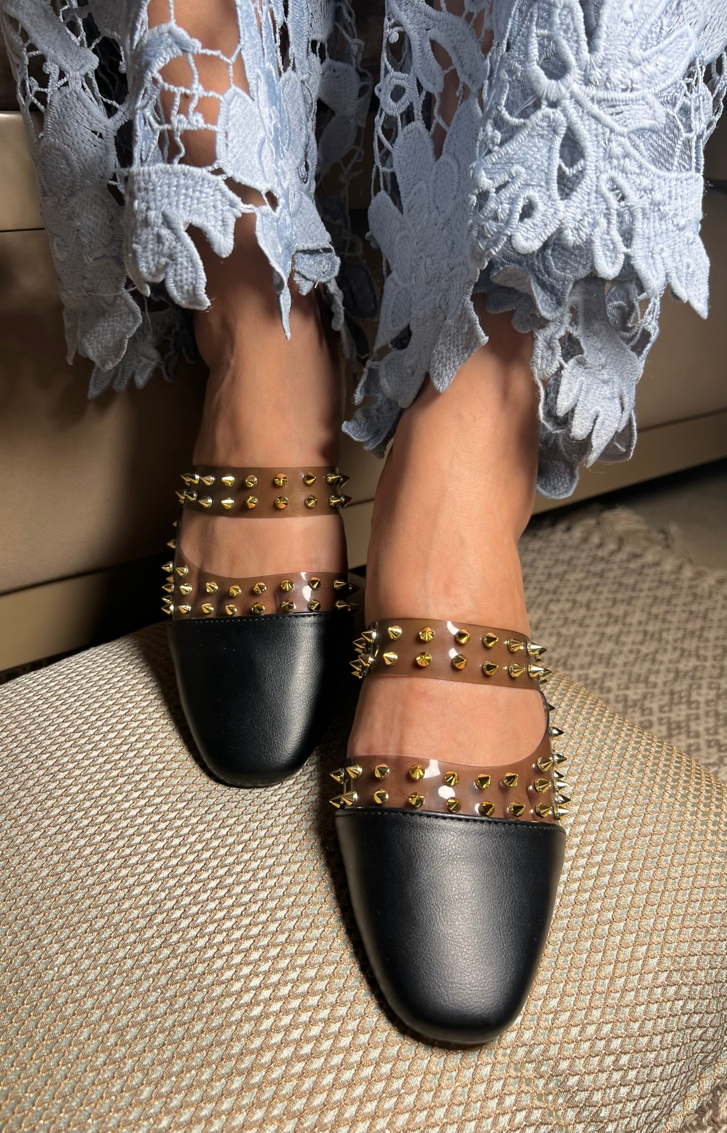 Studded Chic Black Flats
