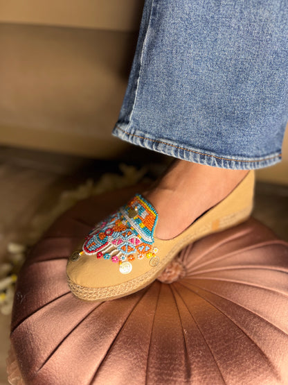Boho Beaded Charm Espadrilles (1 Inch Platform)