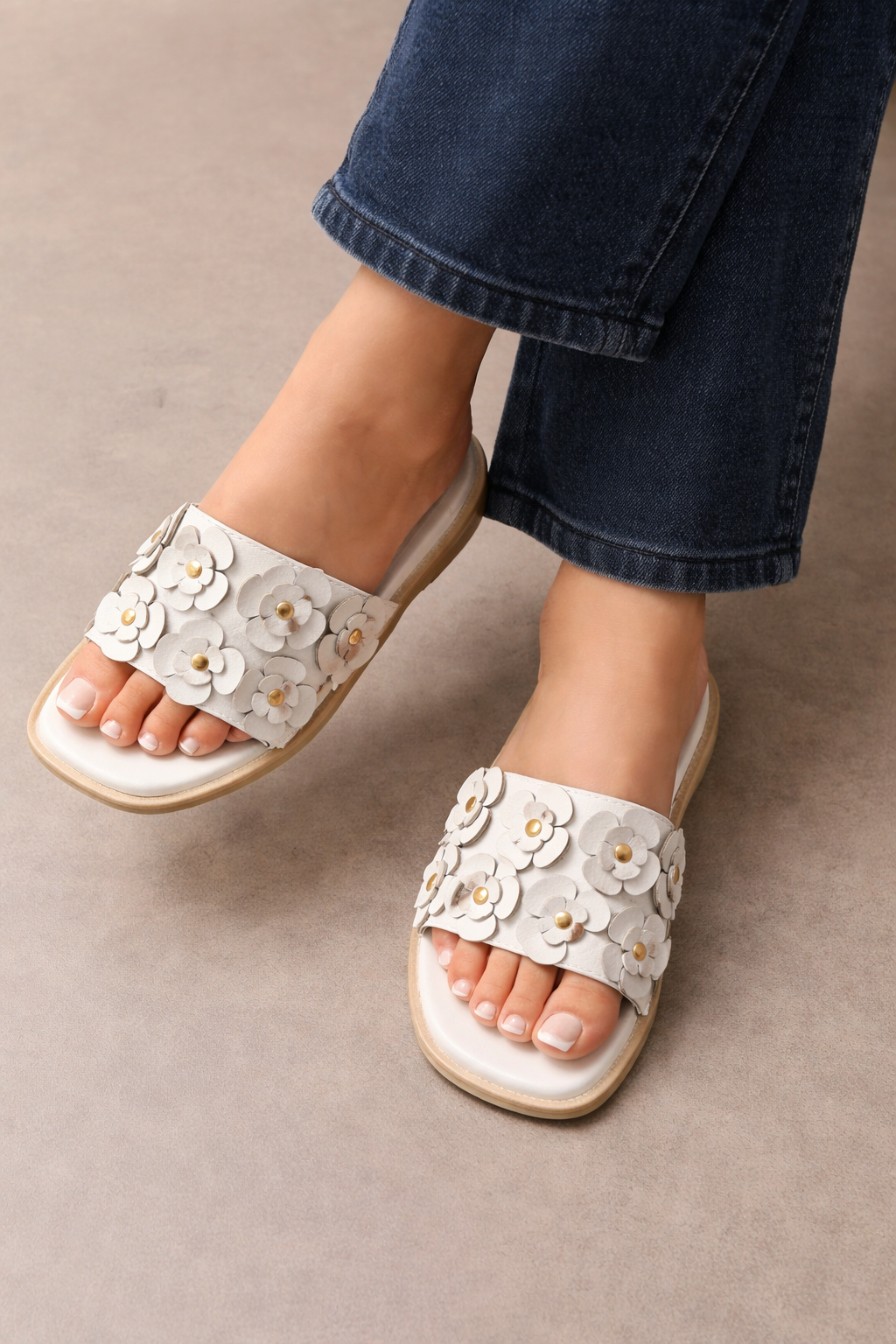 Ivory Meadow Floral Wedges - 1 Inch