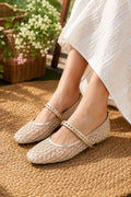 Golden Mesh Mary Jane Ballerinas