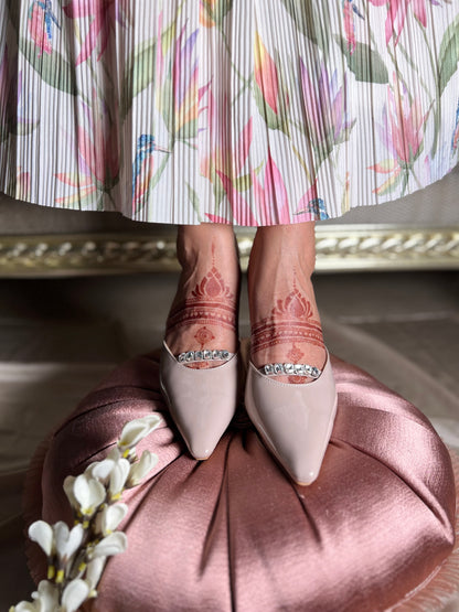 Blush Luxe Crystal Kitten Heels