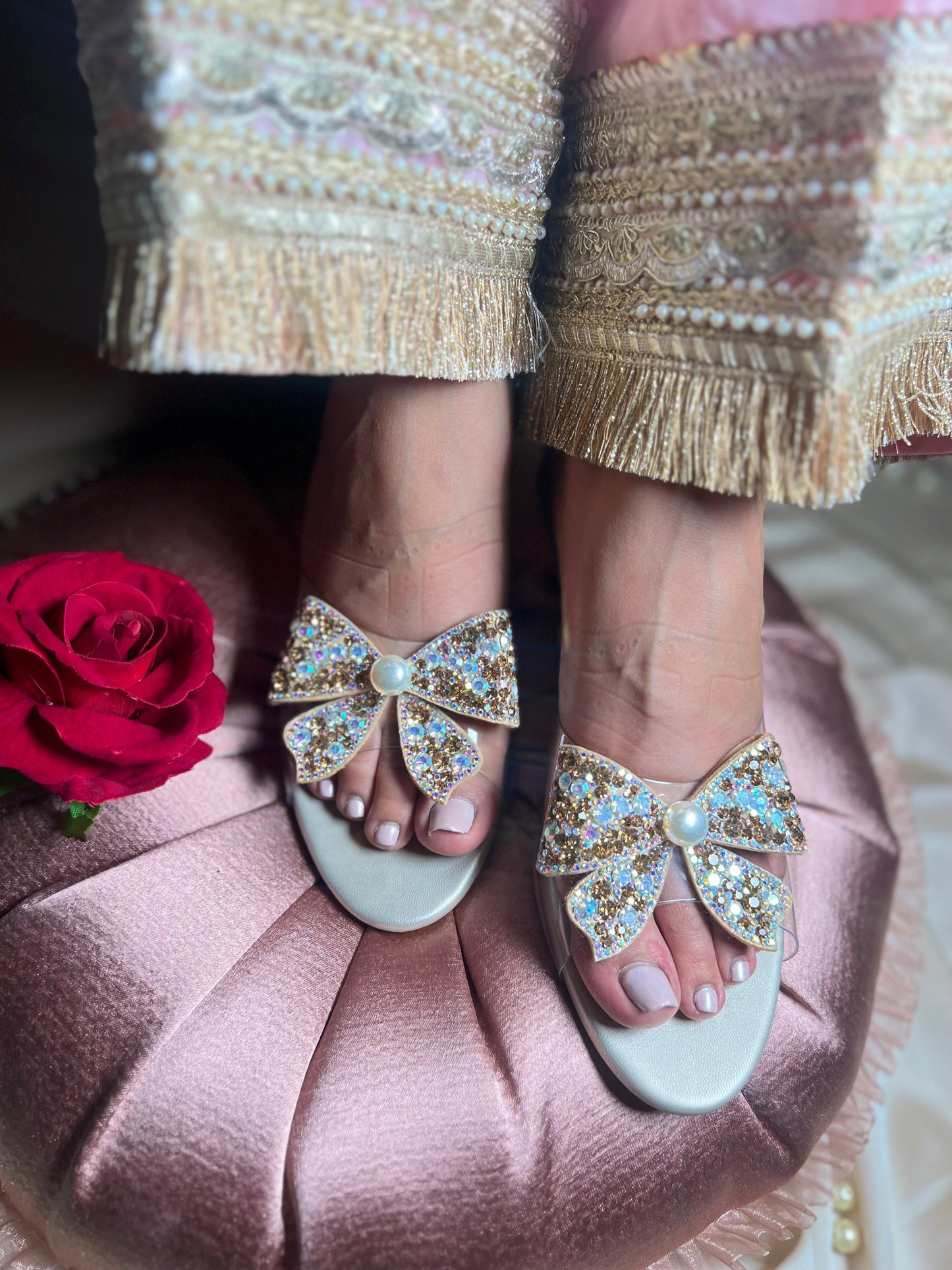Embellished Bow Transparent Heels Sandal Stories