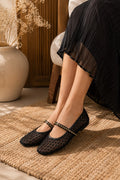 Black Mesh Mary Jane Ballerinas