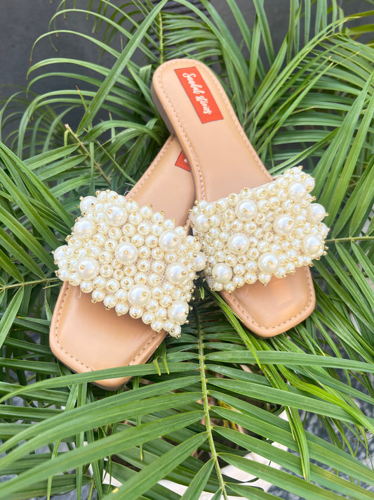 Ivory Pearl Embellished Flats