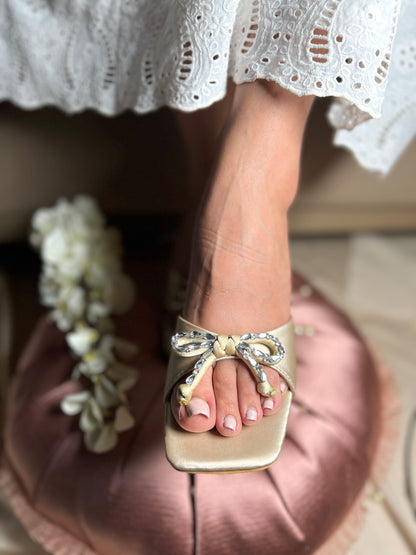 Bow Accent Satin Heels