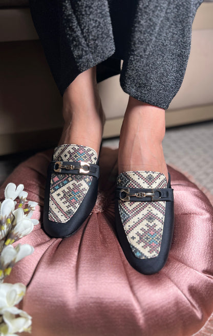 Elegant Mosaic Block Heels