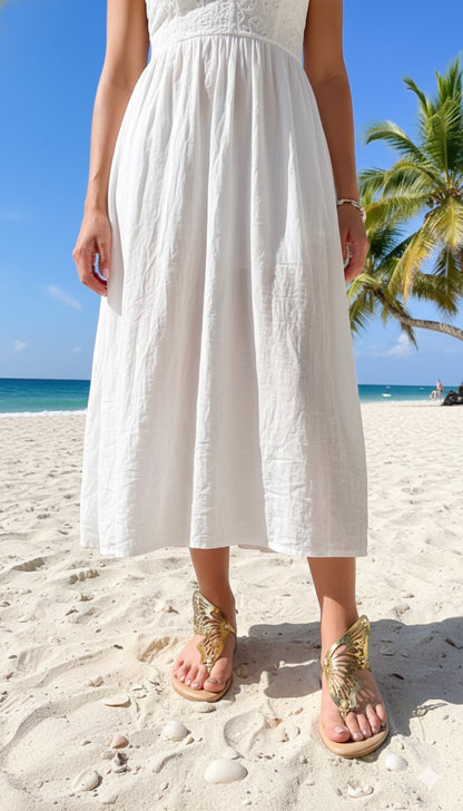 Golden 3D Butterfly Holiday Slip-On Flats