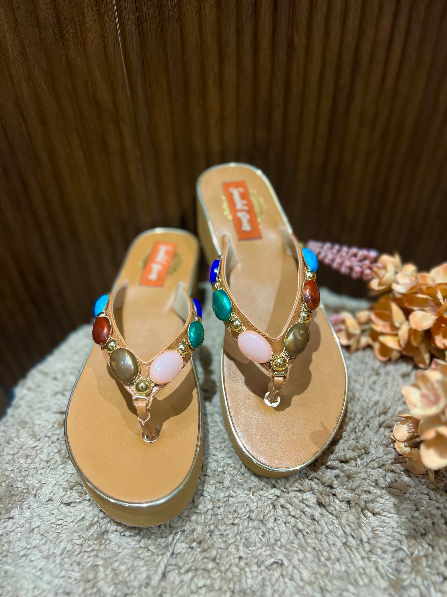 Multicolor Embellished V-Shape Wedges