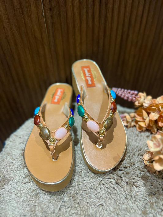 Multicolor Embellished V-Shape Wedges