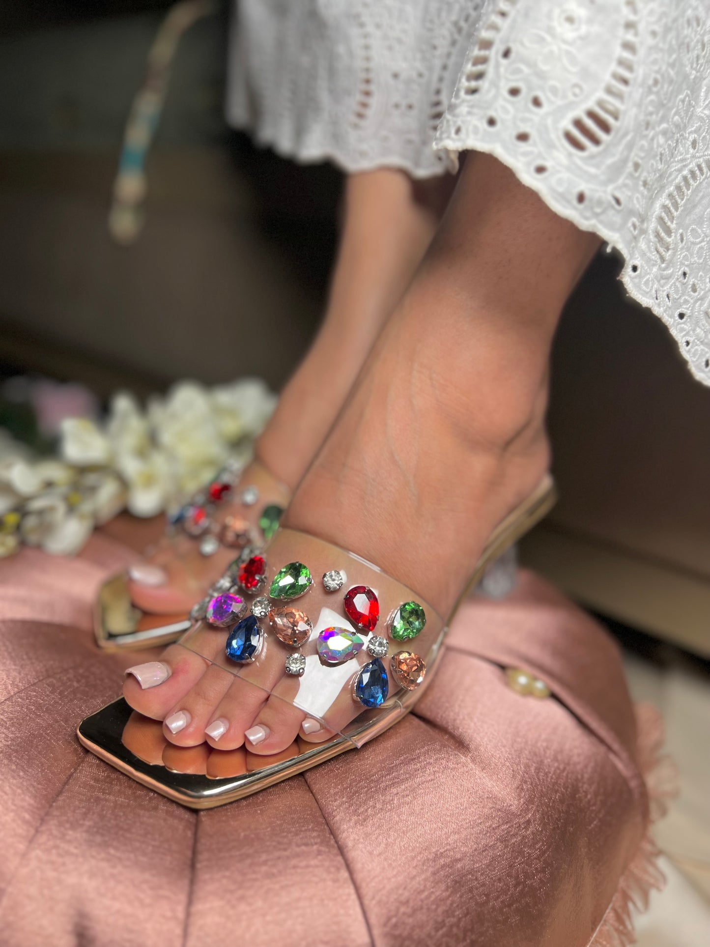 Crystal Jewel Clear Heels