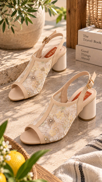 Bloom Floral Lace Block Heel | 3 Inch