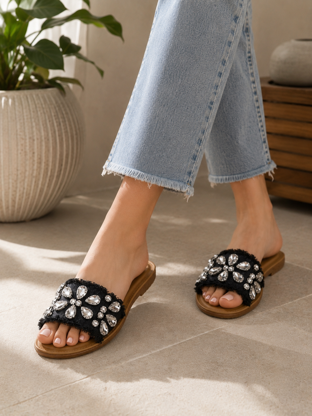 Midnight Glam Embellished Flats