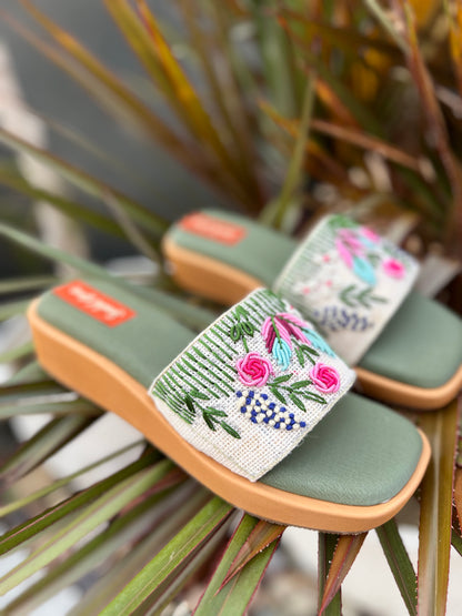 Forest Bloom Embroidered Wedges