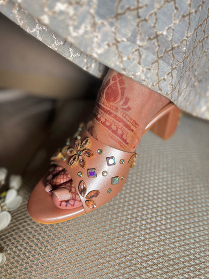 Rose Gold Royale Embellished Heels