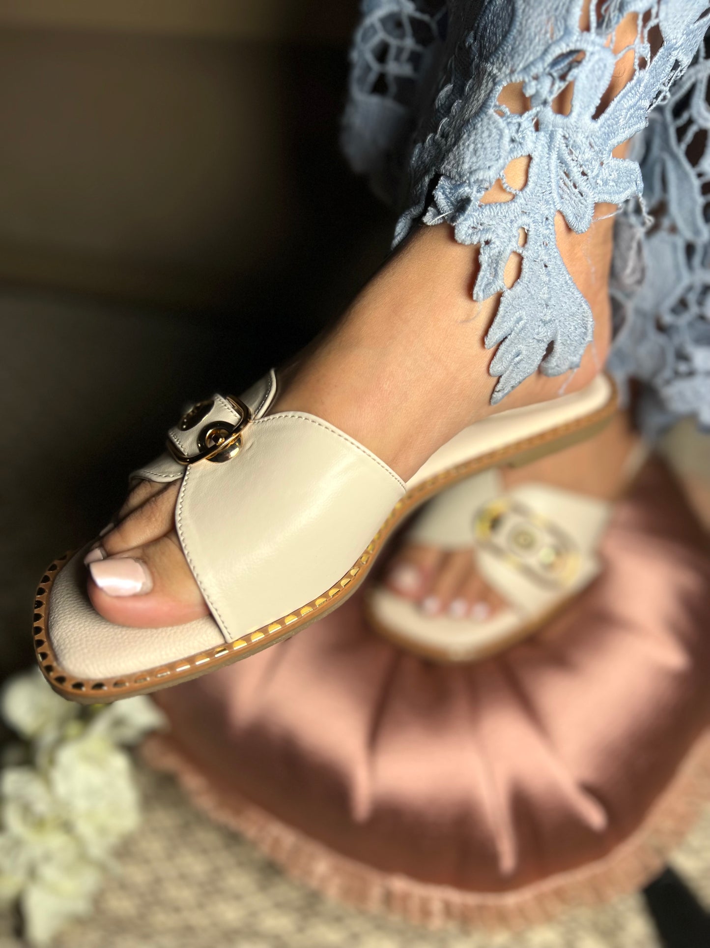 Ivory Buckle Detail Flats