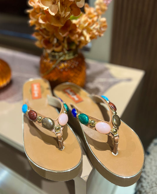 Multicolor Embellished V-Shape Wedges