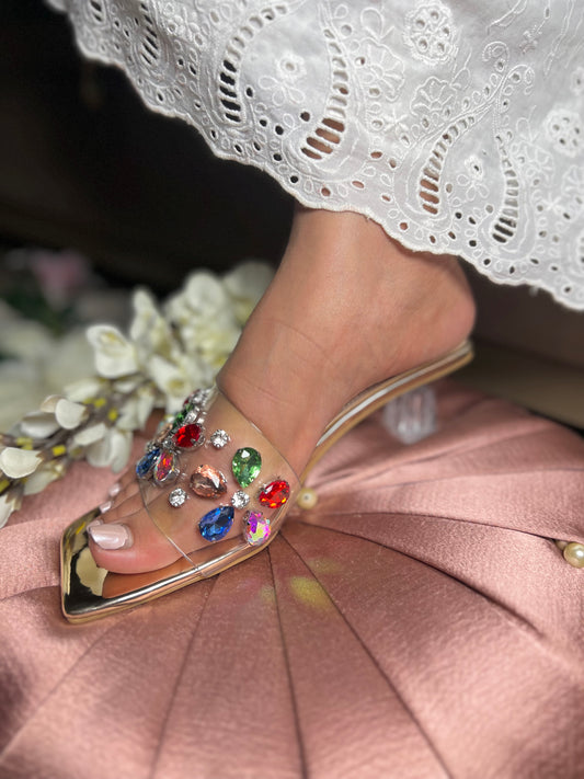 Crystal Jewel Clear Heels