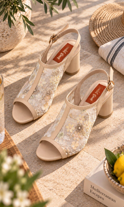 Bloom Floral Lace Block Heel | 3 Inch