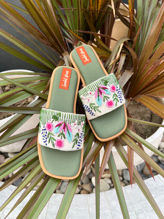 Forest Bloom Embroidered Wedges