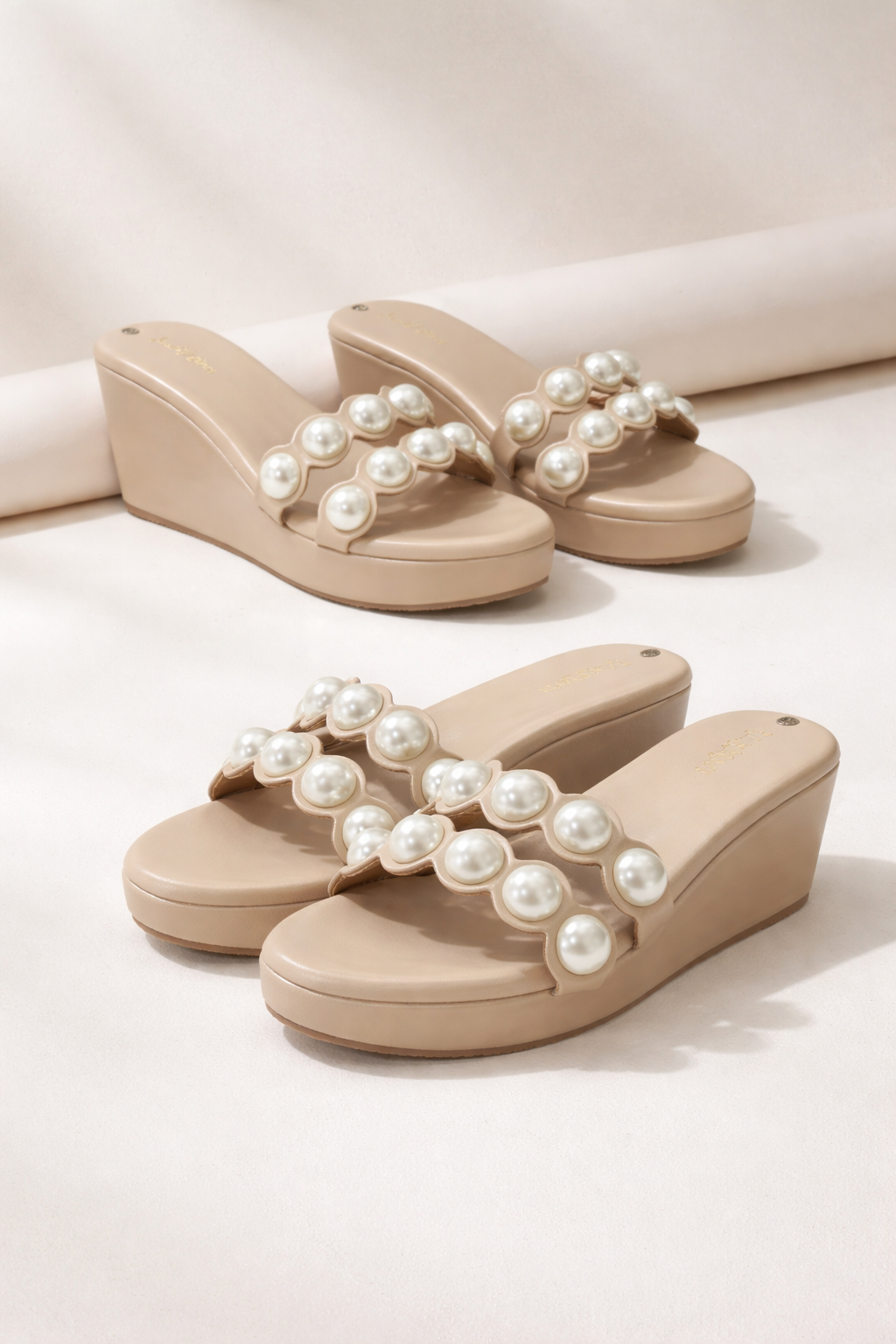 Pearl Elegance Embellished Wedges - 3 Inches | 3 Inches