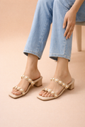 Elegant Pearl Touch Block Heel