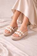 Pearl Elegance Embellished Wedges - 3 Inches | 3 Inches