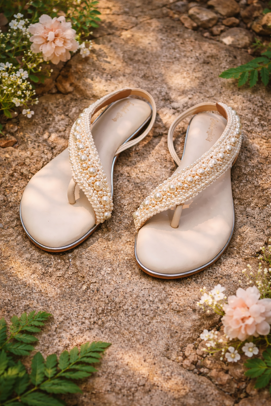 Ivory Pearl Ease Anklet Flats