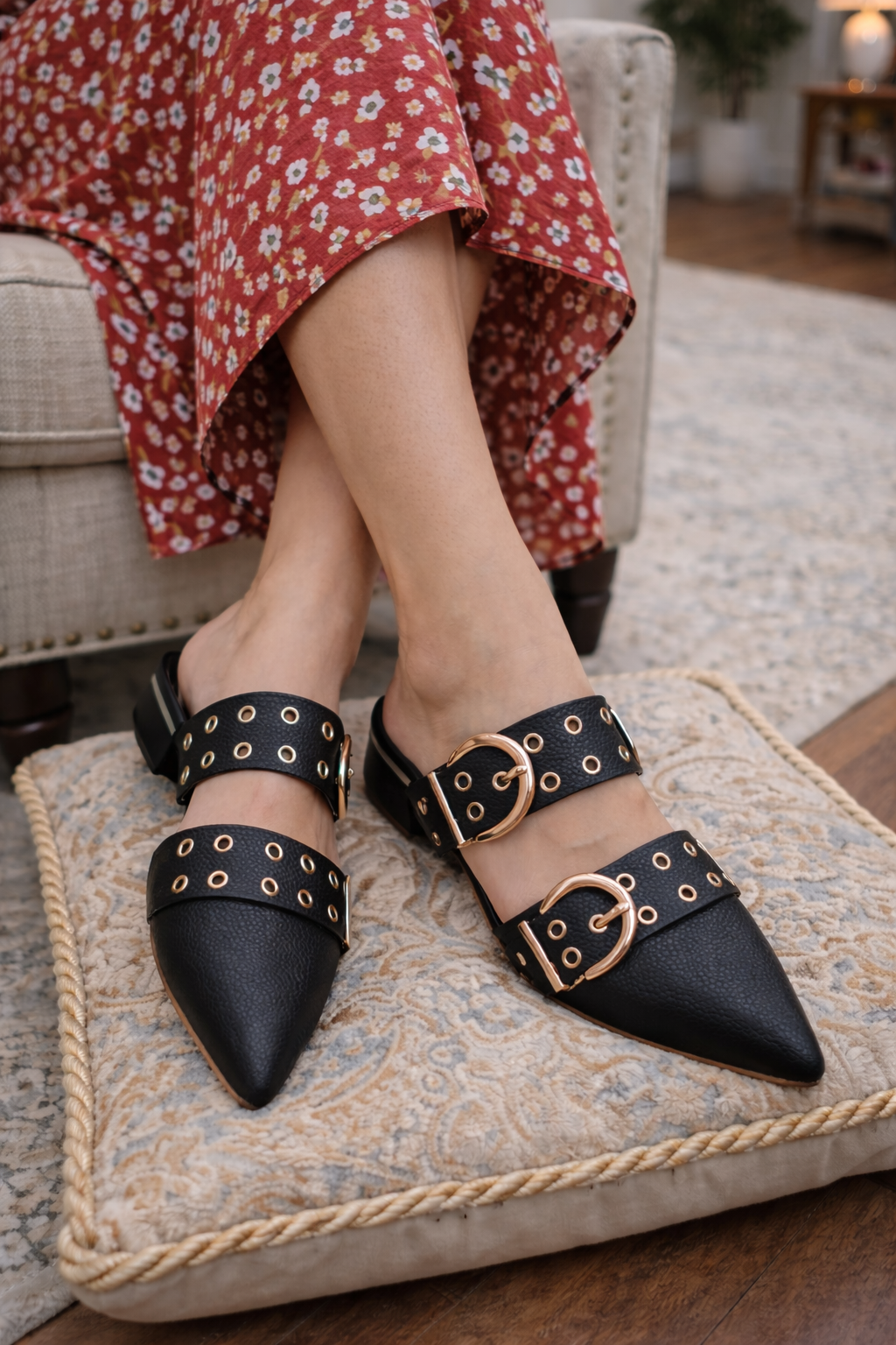 Noira Belle Buckle Mules