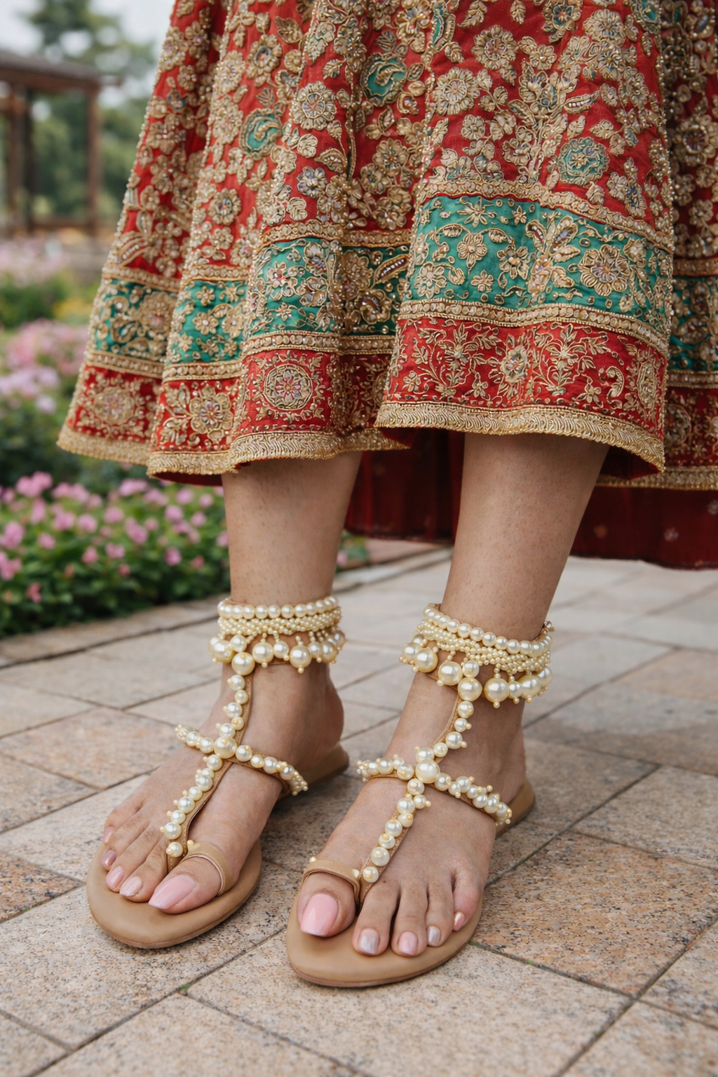 Noor Royale Pearl Gladiator Flats