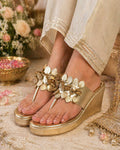 Golden Leaf Wedge Sandals – 3 Inch