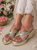 Golden Glitz Wedge Sandals