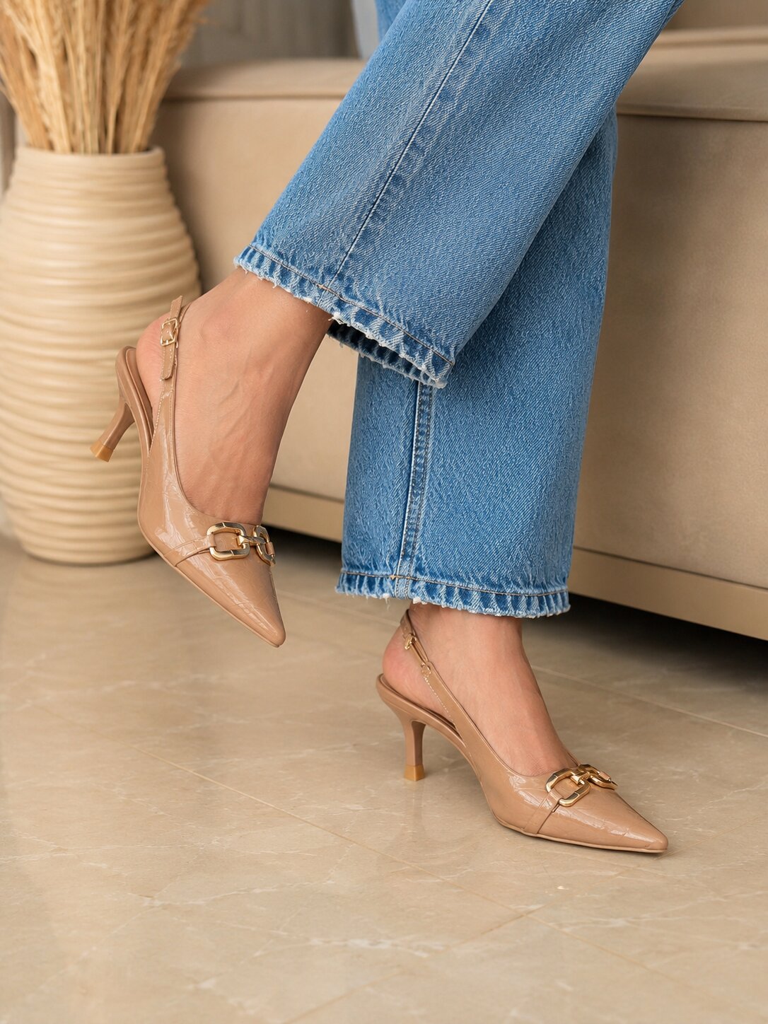 Luxe Buckle Slingback Heels | 3 Inches